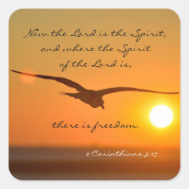 自由の聖句、夕暮れ飛んでいるの鳥 スクエアシール