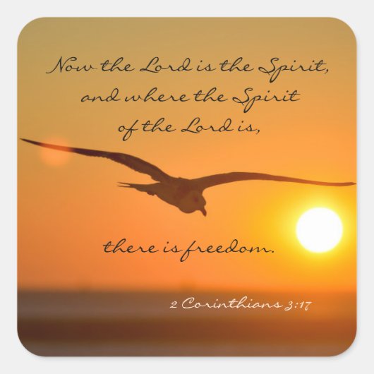 自由の聖句、夕暮れ飛んでいるの鳥 スクエアシール (正面)