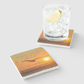 自由の聖句、夕暮れ飛んでいるの鳥 ストーンコースター (横)