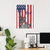自由の自由のアメリカ国旗の彫像を溶かす ポスター (ホームオフィス)