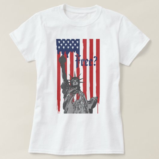 自由の自由のアメリカ国旗の彫像を溶かす Tシャツ (デザイン正面)