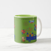 自由の花火の夢 グリーン ツートーンマグカップ (正面右)