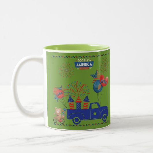 自由の花火の夢 グリーン ツートーンマグカップ (左)