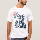 自由の花火愛国心の像 Tシャツ (正面)