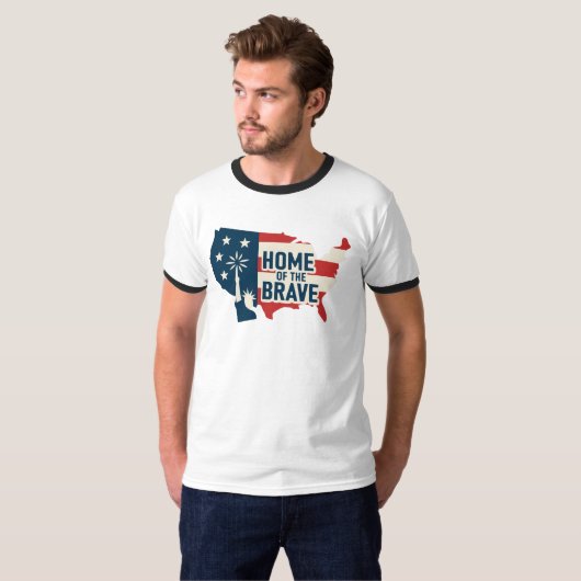 自由の芸術を持つ勇敢な家 Tシャツ (正面フル)