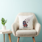 自由の蝶 | 愛国的な赤、白、青 クッション (椅子)