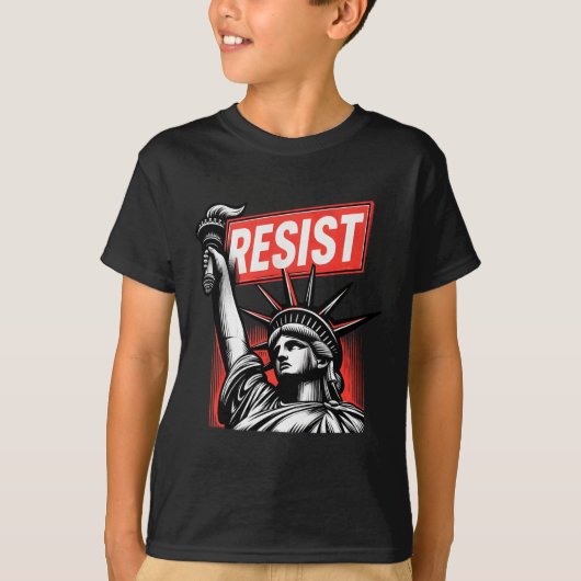 自由の行動主義の自由に対する抗議の彫像に抵抗する Tシャツ (正面)