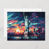 自由の街スカイライン像ニューヨークのはがき ポストカード (正面/裏面)