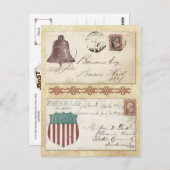 自由の鐘が貼られた内戦の封筒 ポストカード (正面/裏面)