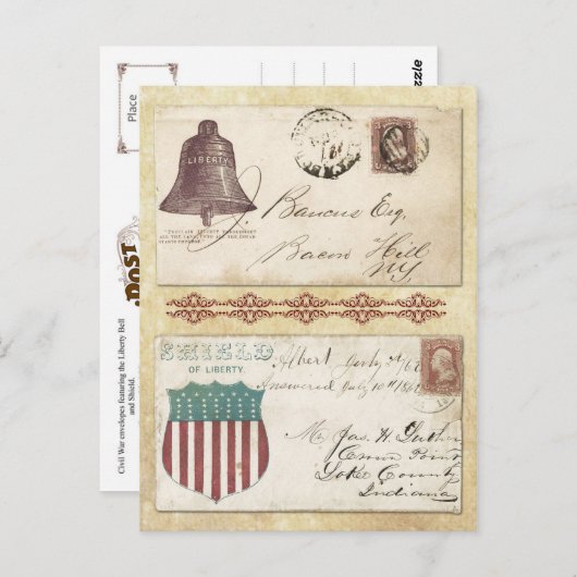 自由の鐘が貼られた内戦の封筒 ポストカード (正面/裏面)