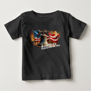 自由の鐘アート 7月4日の独立記念日のお祝いに ベビーTシャツ