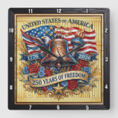 自由の鐘 アメリカ250周年 スクエア壁時計 (正面)