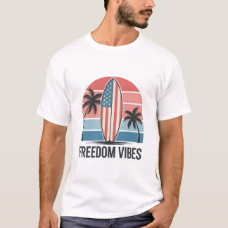 自由の雰囲気 7月4日 アメリカ独立記念日の夏 Tシャツ