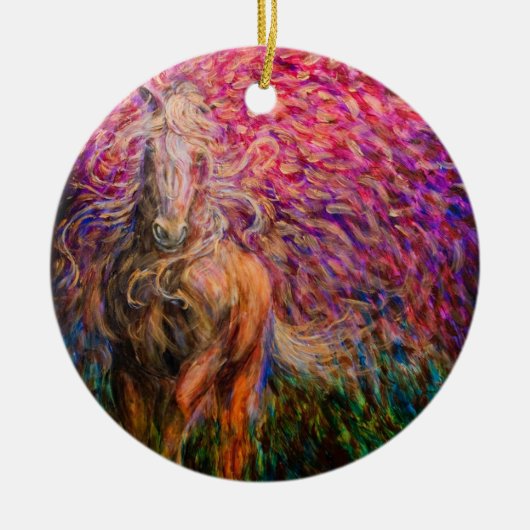 自由の馬のピンクのペンダント セラミックオーナメント (正面)