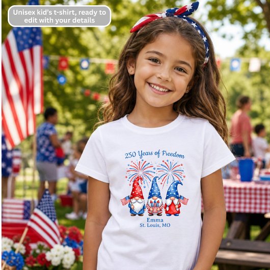 自由の250年 子供Tシャツ 愛国ノーム Tシャツ