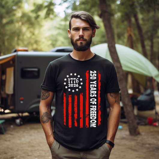 自由の250年 縦型アメリカ国旗  トライブレンドＴシャツ