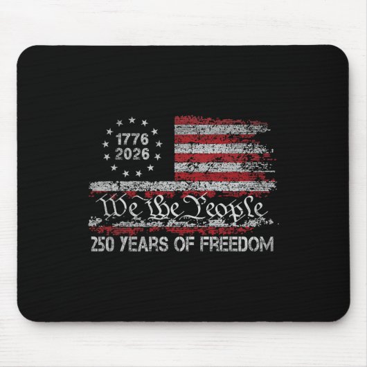 自由の250年 1776-2026 アメリカ国旗 250周年 誕生日 マウスパッド (正面)
