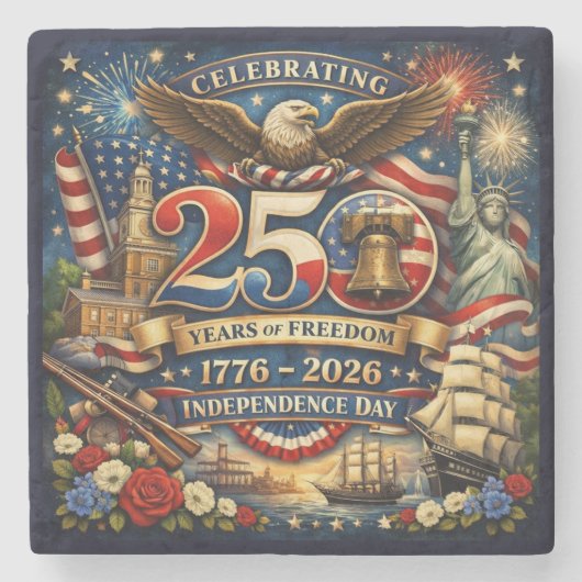 自由の250年 (1776–2026) ストーンコースター (正面)