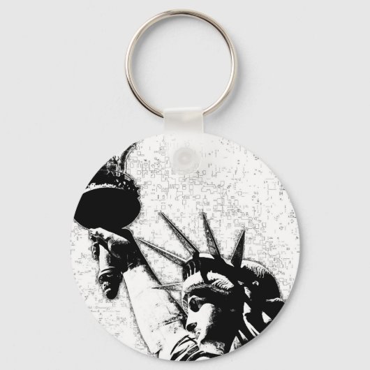 自由のB&W像 キーホルダー (正面)