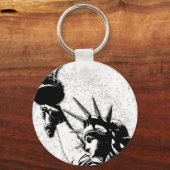 自由のB&W像 キーホルダー (正面)