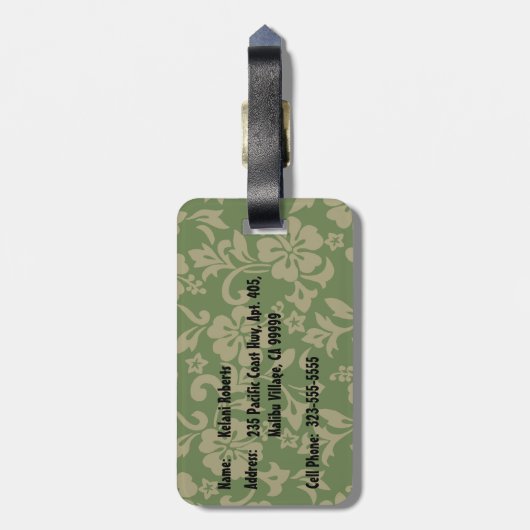 自由のCrusinのハワイアンのWoodyのデザイン ラゲッジタグ (裏面縦)