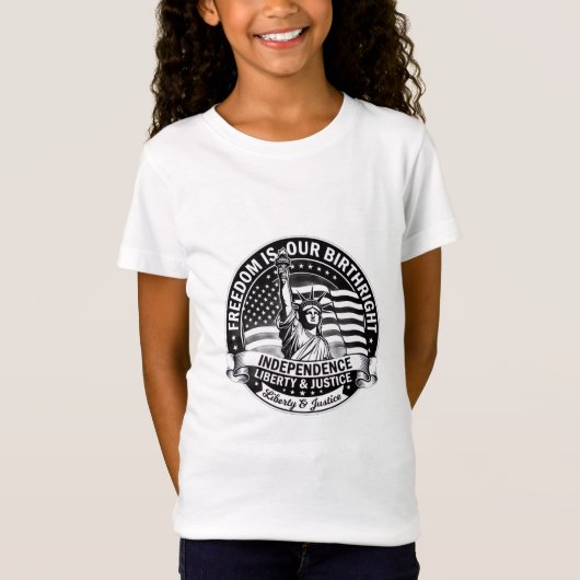 自由は我らの天賦人権 愛国心あふれる女子用Tシャツ Tシャツ (正面)