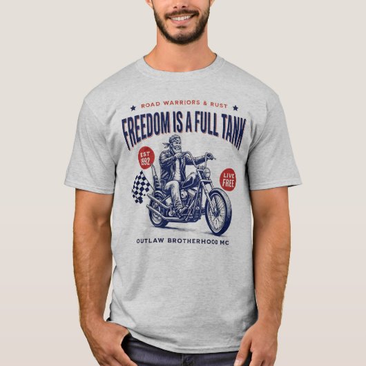 自由は満タン – 不良バイク ヴィンテージ Tシャツ (正面)