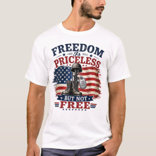 自由は無償ではない 価値無限の自由 愛国者 ベテラン Tシャツ