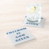 自由は神与えだ青 ガラスコースター (アングル)