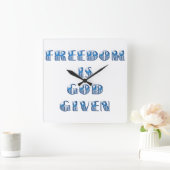 自由は神与えだ青 スクエア壁時計 (ホーム)