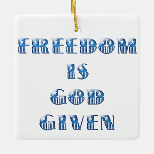 自由は神与えだ青 セラミックオーナメント (正面)