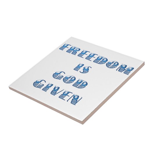 自由は神与えだ青 タイル (側面)