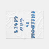 自由は神与えだ青 フリースブランケット (正面(横))