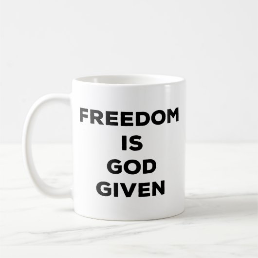 自由は神与えだ コーヒーマグカップ (左)