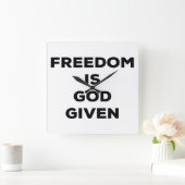 自由は神与えだ スクエア壁時計 (ホーム)