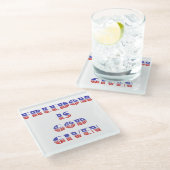 自由は神、赤与え白、青 ガラスコースター (アングル)