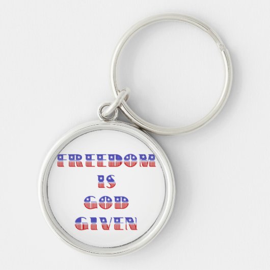 自由は神、赤与え白、青 キーホルダー (正面)
