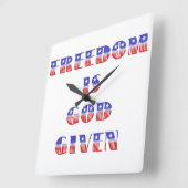 自由は神、赤与え白、青 スクエア壁時計 (傾斜)