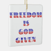 自由は神、赤与え白、青 セラミックオーナメント (右)