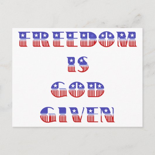 自由は神、赤与え白、青 ポストカード (正面)