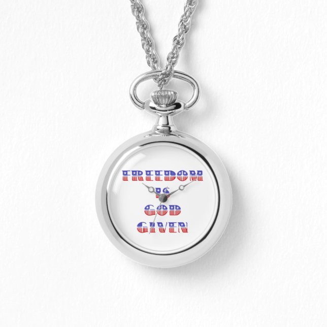 自由は神、赤与え白、青 腕時計 (正面)