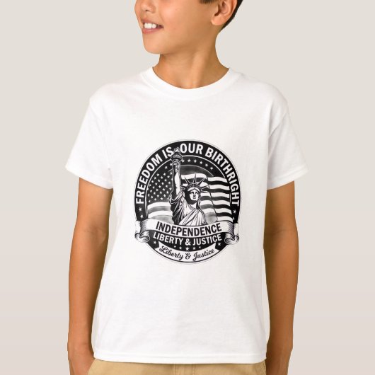 自由は私たちの天賦人権 愛国心あふれるキッズTシャツ Tシャツ (正面)