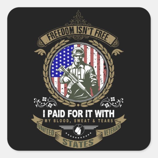 自由は自由ではない退役軍人 スクエアシール (正面)