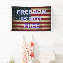 自由は自由ではない-アメリカ国旗 横断幕