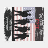 自由は自由感謝していしています退役軍人ではないです フリースブランケット (正面(横))