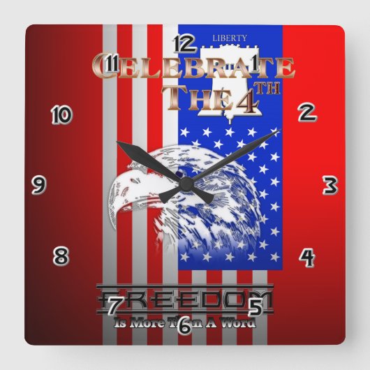 自由は言葉の自由の壁時計より多い スクエア壁時計 (正面)
