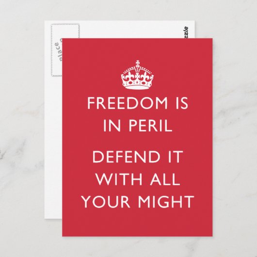 自由は身に余る危険を冒してこれを守る ポストカード (正面/裏面)