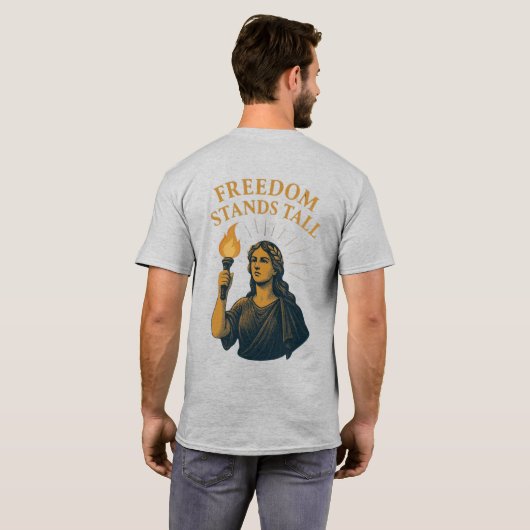 自由は高く立ち上がる - すべての人のためのたいまつ Tシャツ (裏面フル)