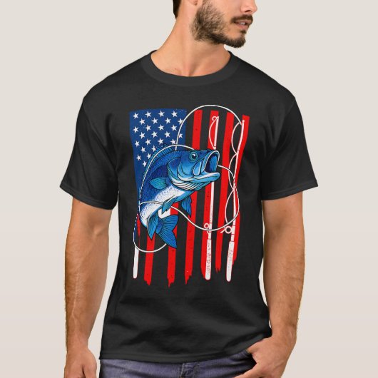 自由へのキャスティング: 風景のフィッシングステッカー 記念 Tシャツ (正面)