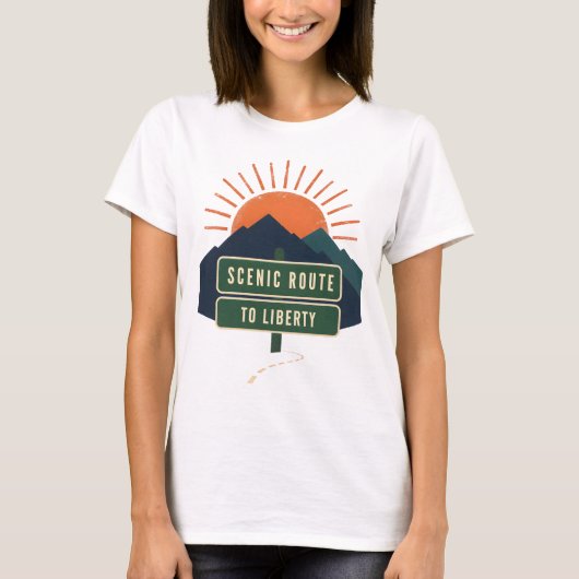 自由への景観ルート 女性用Tシャツ Tシャツ (正面)